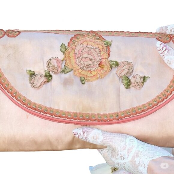 Antique Silk Embroidered Envelope Clutch Bag - Picture 1 of 8